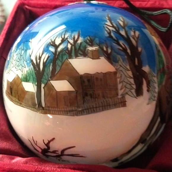 Santa & Reindeer Christmas Ornament "Inside Art" Hand Blown Hand Painted in Box - Picture 12 of 14